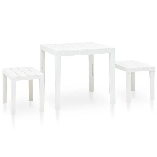 Mesa de Jardim com 2 Bancos Plástico Branco