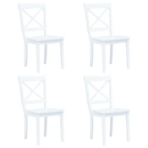 Cadeiras de Jantar   Seringueira Maciça Branco (4 pcs)