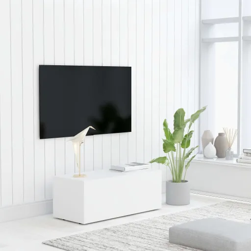 Móvel de TV 80x34x30 cm Derivados de Madeira Branco