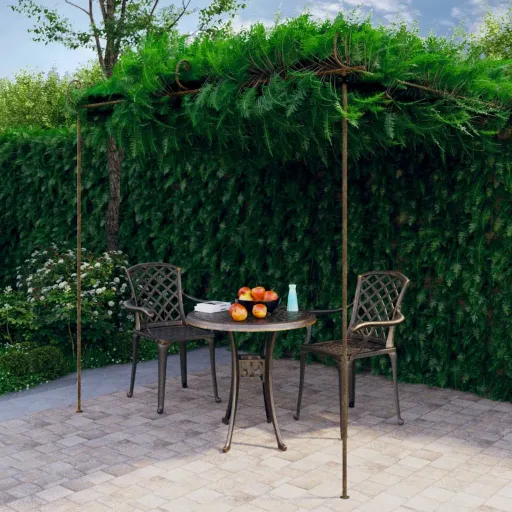 Pérgola de Jardim 3x3x2,5 m Ferro Castanho Antigo