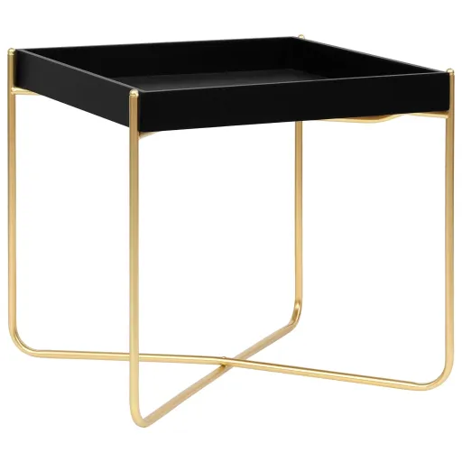 Mesa de Apoio 38x38x38,5 cm MDF Preto e Dourado