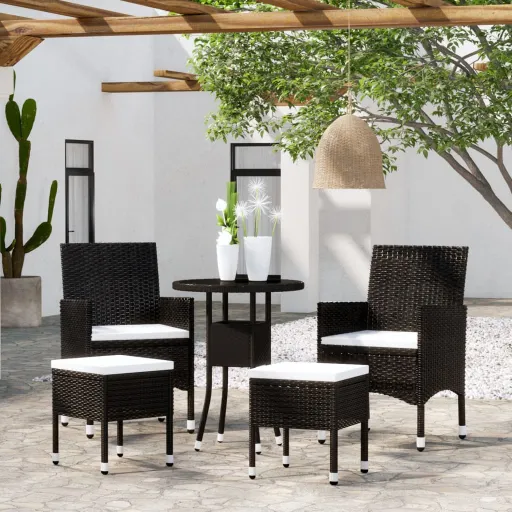 Conjunto Lounge de Jardim Vime PE Preto (5 pcs)