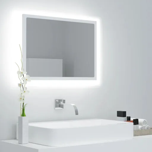 Espelho de Casa de Banho com LED 60x8,5x37cm Acrílico Branco