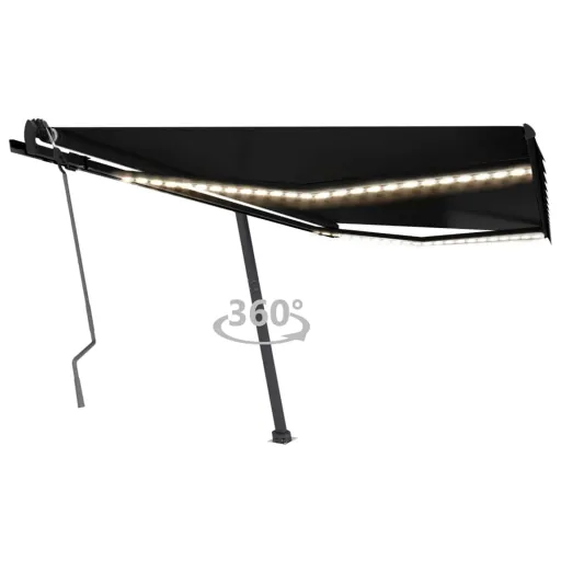 Toldo Retrátil Manual com LED 450x350 cm Antracite