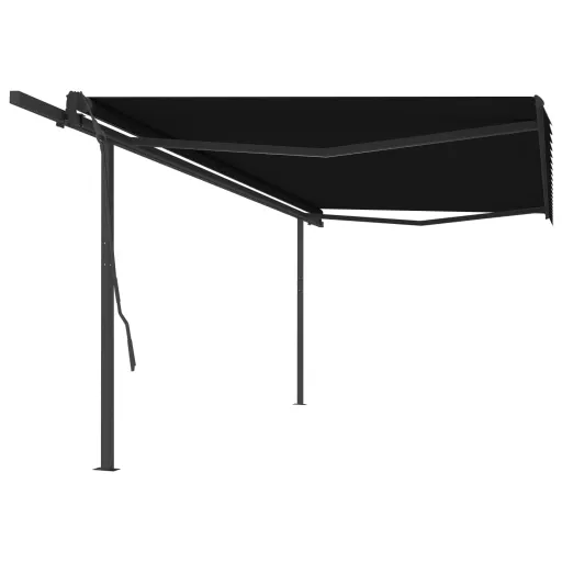 Toldo Retrátil Manual com Postes 5x3,5 m Antracite