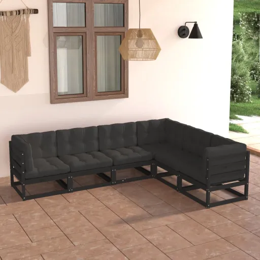 Conjunto Lounge de Jardim c/ Almofadões Pinho Maciço (6 pcs)