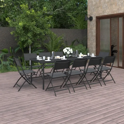 Conjunto de Jantar para Exterior Aço (11 pcs)