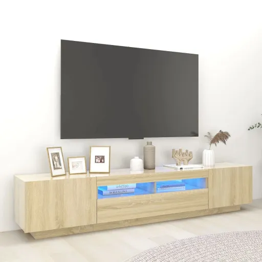 Móvel de TV com Luzes LED 200x35x40 cm Carvalho Sonoma