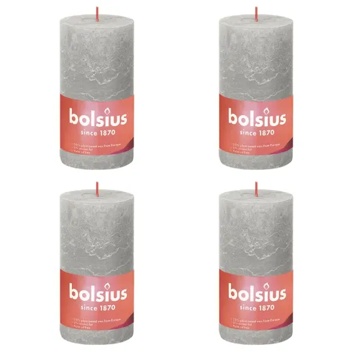 Bolsius Velas Rústicas Cilíndricas Shine   130x68 mm Cinzento Areia (4 pcs)