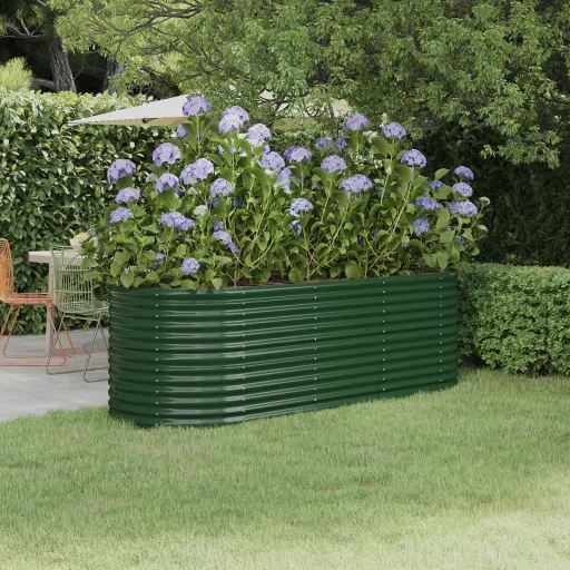 Canteiro Elevado Jardim 224x80x68 cm Aço Revestido a pó Verde