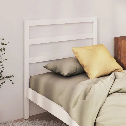 Cabeceira de Cama 95x4x100 cm Pinho Maciço Branco