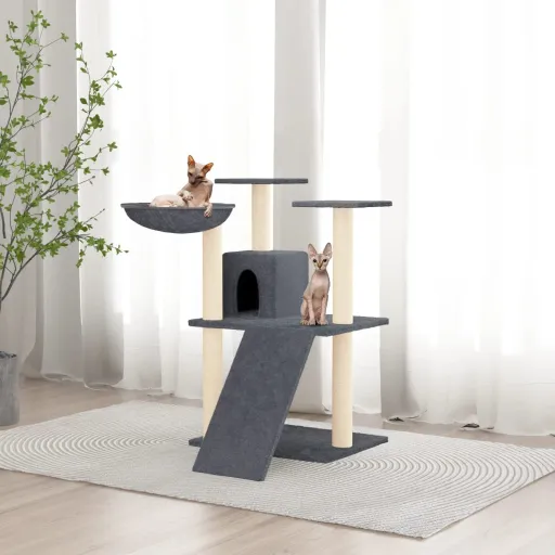 Árvore p/ Gatos c/ Postes Arranhadores Sisal 83 cm Cinza-Escuro