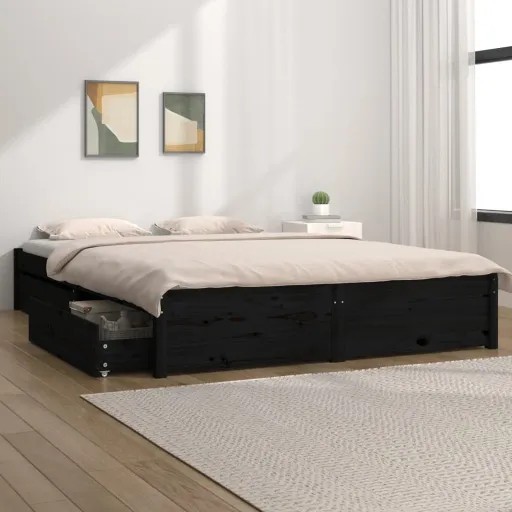 Estrutura de Cama c/ Gavetas 140x190 cm Preto