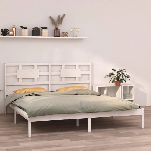 Estrutura de Cama 160x200 cm Madeira Maciça Branco