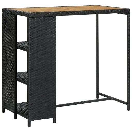 Mesa de Bar com Prateleiras 120x60x110 cm Vime PE Preto