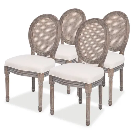 Cadeiras de Jantar   Tecido Cor Creme (4 pcs)