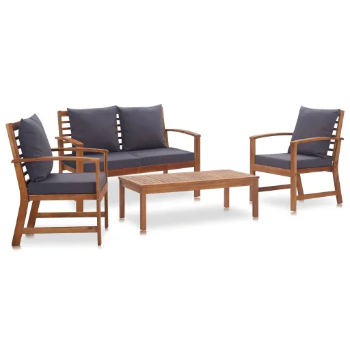 Conjunto Lounge de Jardim c/ Almofadões Acácia Maciça   (4 pcs)