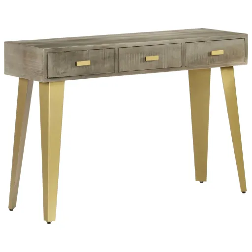 Mesa Consola 110x35x76cm Mangueira Mangueira Cinzento c/ Bronze