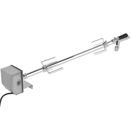 Espeto Rotisserie de Churrasqueira + Motor Profissional de Aço 1200 mm