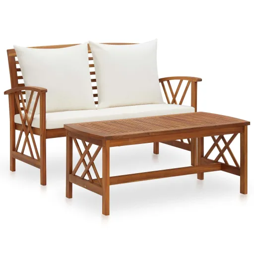 Conjunto Lounge de Jardim c/ Almofadões Acácia Maciça (2 pcs)