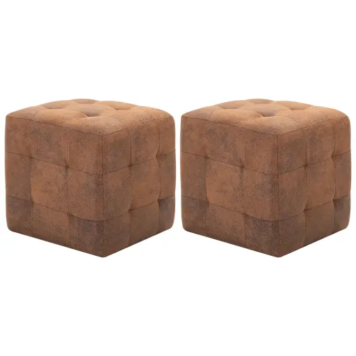 Mesas de Cabeceira   30x30x30 cm Camurça Artificial Castanho (2 pcs)