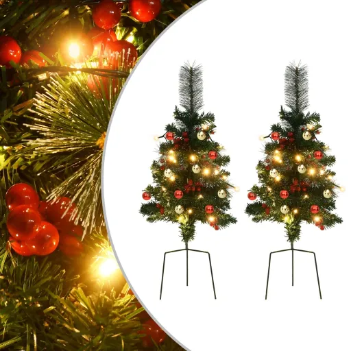 Árvore de Natal Artificial de Exterior Pré-Iluminada   PVC (2 pcs)