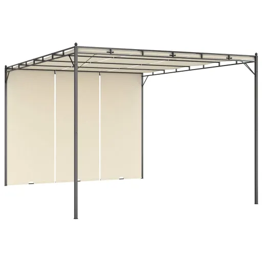 Gazebo de Jardim com Cortina Lateral 4x3x2,25m Cor Creme