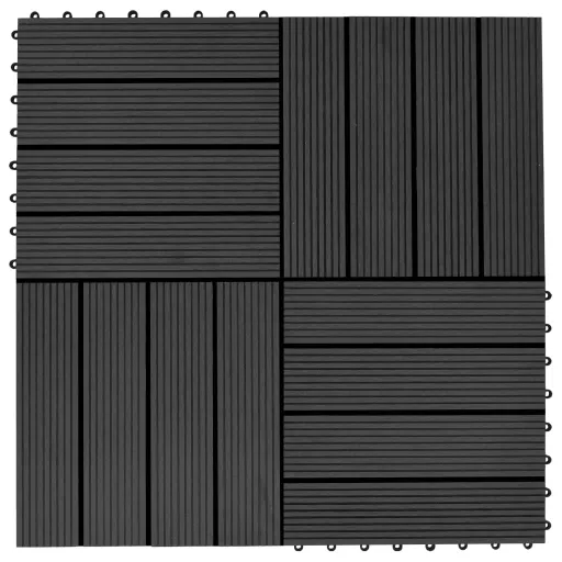 Ladrilhos de Pavimento   WPC 1m² 30x30 cm Preto (11 pcs)