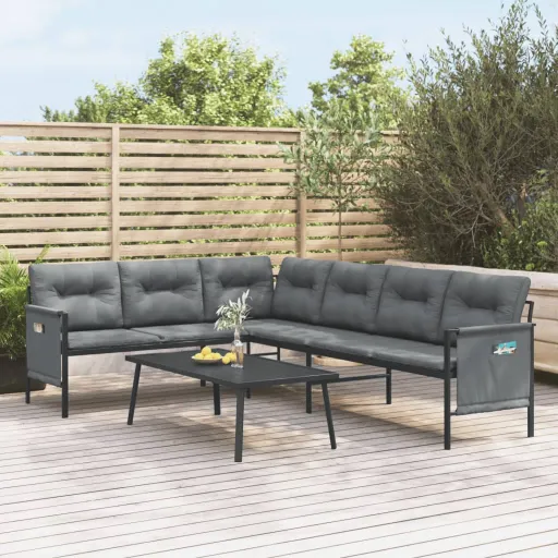 Conjunto Lounge de Jardim Aço Antracite (2 pcs)