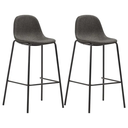 Cadeiras de Bar   Tecido Cinzento-Escuro (2 pcs)