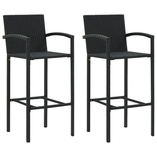 Bancos de Bar   Vime PE Preto (2 pcs)