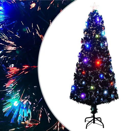 Árvore de Natal Pré-Iluminada c/ Suporte 240 cm Fibra Ótica