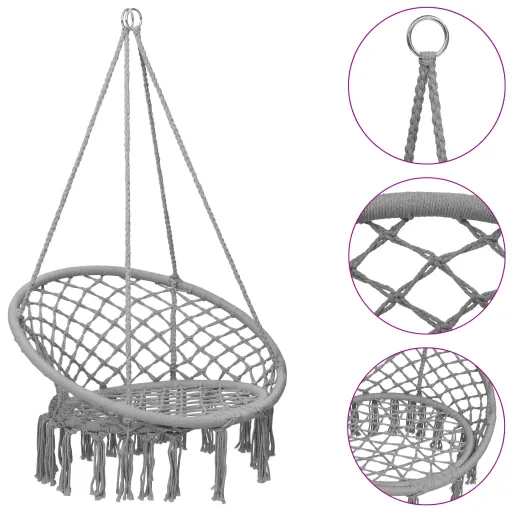 Cadeira de Baloiço em Rede 80 cm Cinzento