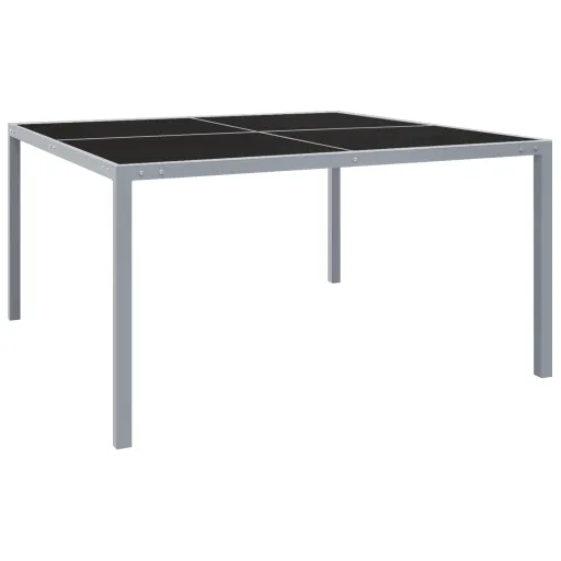 Mesa de Jardim 130x130x72 cm Aço e Vidro Cinzento