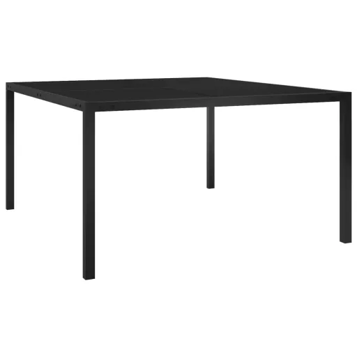 Mesa de Jardim 130x130x72 cm Aço e Vidro Preto