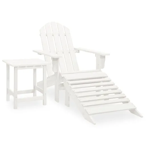 Cadeira de Jardim Adirondack c/ Otomano e Mesa Abeto Branco