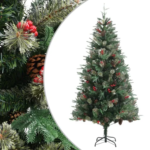 Árvore de Natal com Pinhas 225 cm PVC e PE Verde