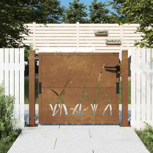 Portão de Jardim 105x105 cm Aço Corten Design Erva