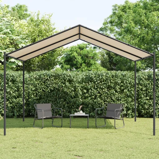 Tenda com Toldo 4x4 m Aço e Tecido Bege