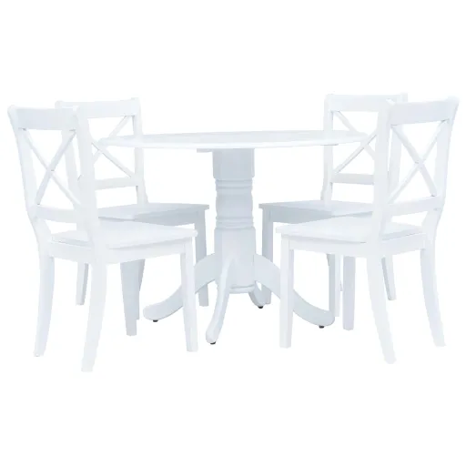 Conjunto de Jantar Madeira Seringueira Maciça Branco (5 pcs)