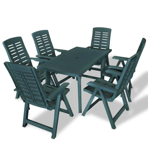 Conjunto de Jantar de Exterior   Plástico Verde (7 pcs)