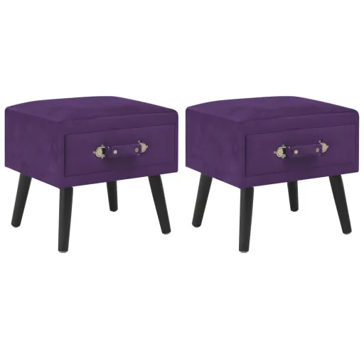 Mesas-de-Cabeceira   40x35x40 cm Veludo Roxo-Escuro (2 pcs)