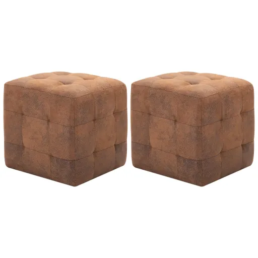 Pufe   30x30x30 cm Camurça Castanho (2 pcs)