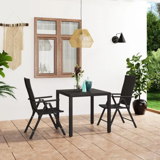 Conjunto de Jantar para Jardim Preto (3 pcs)