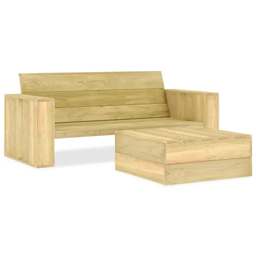 Conjunto Lounge de Jardim Madeira de Pinho Impregnada (2 pcs)