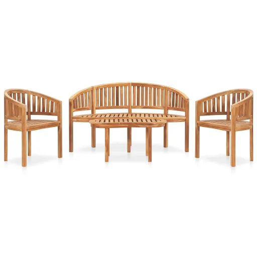 Conj. Lounge de Jardim Formato Banana Teca Maciça (4 pcs)