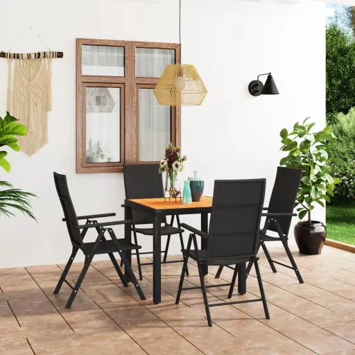 Conjunto de Jantar para Jardim Preto e Castanho (5 pcs)