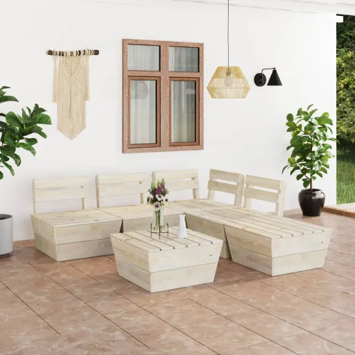 Conjunto Lounge de Paletes Madeira de Abeto Impregnada (6 pcs)