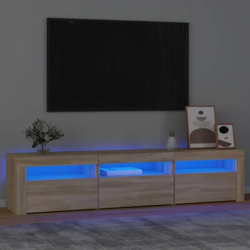 Móvel de TV com Luzes LED 180x35x40 cm Carvalho Sonoma