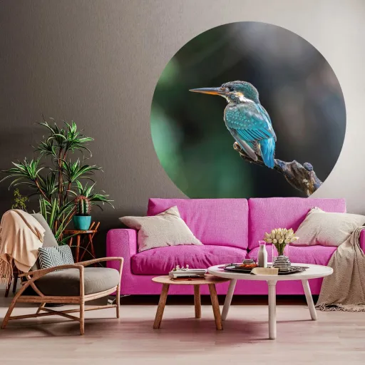 WallArt Papel de Parede Circular "The Kingfisher" 142,5 cm